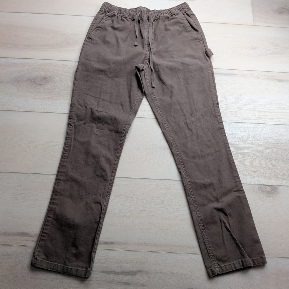 Katin Deck Canvas Pants Mens Medium Brown Elastic Waist Drawstring Casual